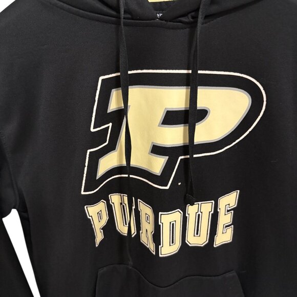 Purdue Boilermakers Hooded Sweatshirt Size Medium Black Gold Logo - Picture 5 of 6
